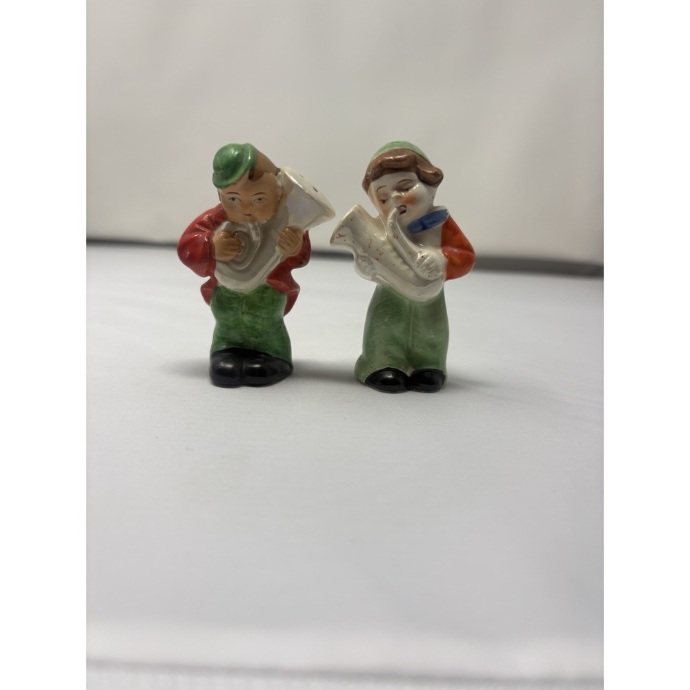 Vintage‎ 1950's Ceramic Saxophone Playing Dutch Boy Girl Salt & Pepper Shakers